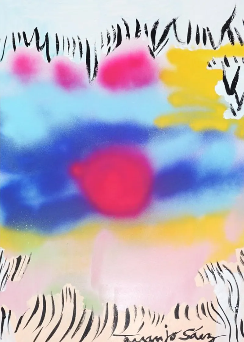 Pamono Juanjo Sáez, Bubbles Between Clouds Triptych, 2025, Mixed Media on Paper> Work On Paper