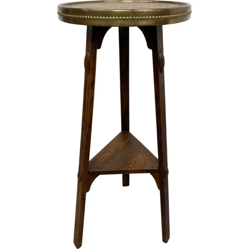 Pamono Jugendstil Side Table with Brass Top attributed to Joseph Maria Olbrich, 1890s> Wall Lights & Sconces