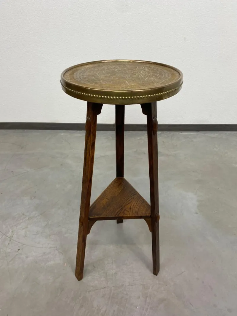 Pamono Jugendstil Side Table with Brass Top attributed to Joseph Maria Olbrich, 1890s> Wall Lights & Sconces