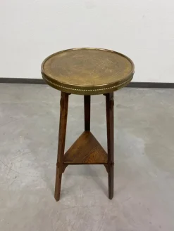 Pamono Jugendstil Side Table with Brass Top attributed to Joseph Maria Olbrich, 1890s><noscript><img width=