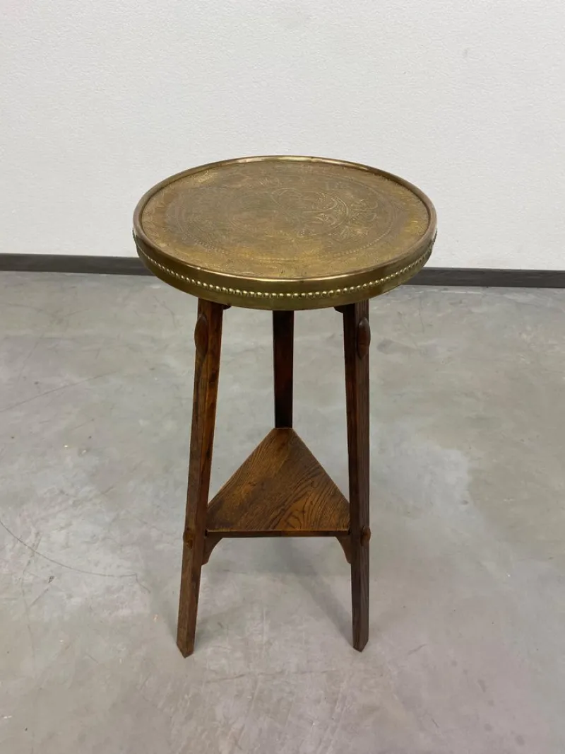 Pamono Jugendstil Side Table with Brass Top attributed to Joseph Maria Olbrich, 1890s> Wall Lights & Sconces