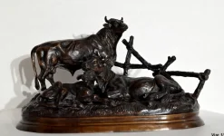 Sale Pamono Jules Moigniez, Cows, Early 20th Century, Bronze