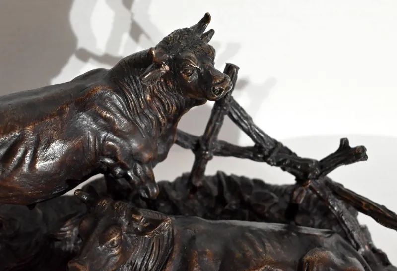 Sale Pamono Jules Moigniez, Cows, Early 20th Century, Bronze