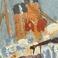 Clearance Pamono Jules Van De Leene, Marine Liner at Dock, 1920s, Gouache