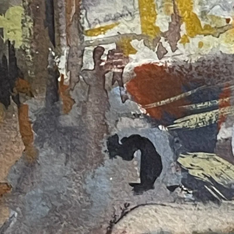 Clearance Pamono Jules Van De Leene, Marine Liner at Dock, 1920s, Gouache