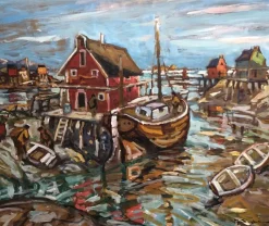 Pamono Julius Seyler, Casa al Mare, Oil on Cardboard> Impressionist