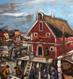 Pamono Julius Seyler, Casa al Mare, Oil on Cardboard><noscript><img width=