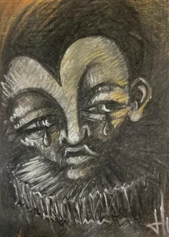 New Pamono Juraj Huliak, Crying Clown with a Collar, 2023, Pastel on Paper
