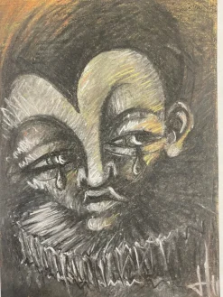 New Pamono Juraj Huliak, Crying Clown with a Collar, 2023, Pastel on Paper