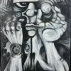 Best Pamono Juraj Huliak, Man in the Theatre, 2023, Acrylic on Cardboard