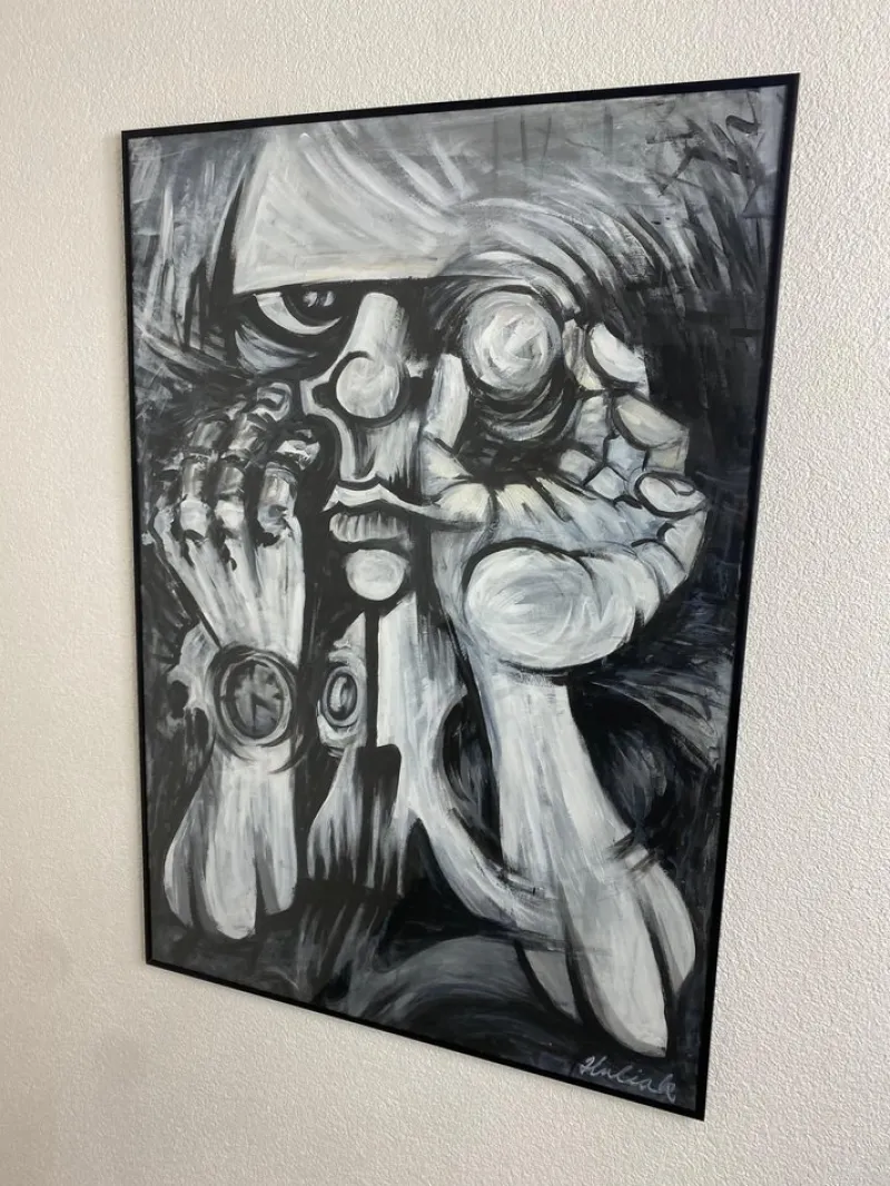 Best Pamono Juraj Huliak, Man in the Theatre, 2023, Acrylic on Cardboard