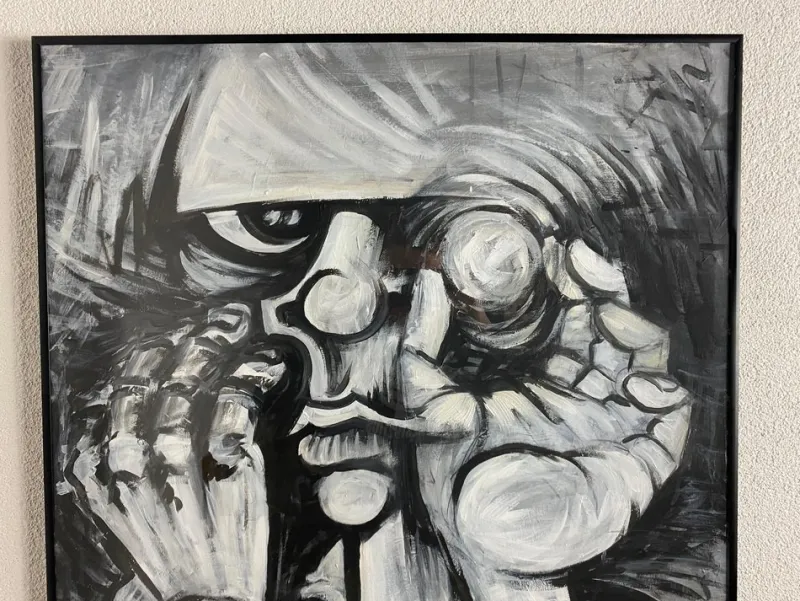 Best Pamono Juraj Huliak, Man in the Theatre, 2023, Acrylic on Cardboard
