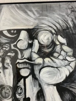 Best Pamono Juraj Huliak, Man in the Theatre, 2023, Acrylic on Cardboard