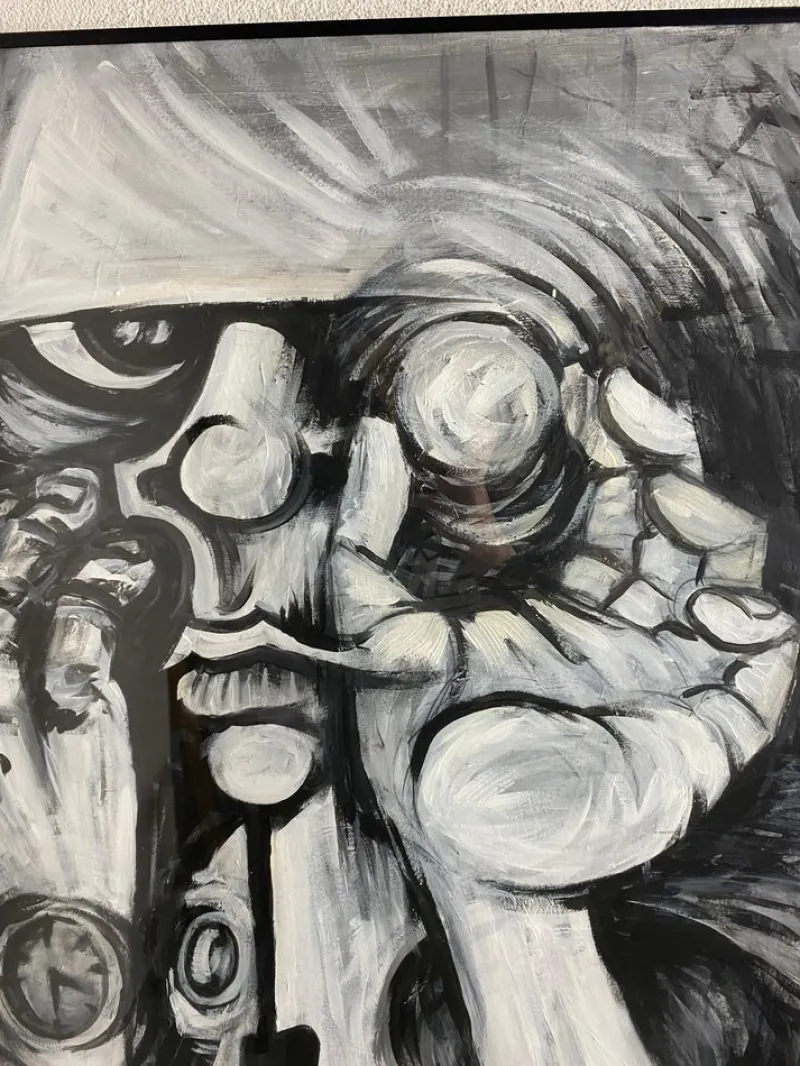 Best Pamono Juraj Huliak, Man in the Theatre, 2023, Acrylic on Cardboard