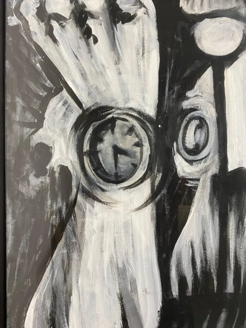 Best Pamono Juraj Huliak, Man in the Theatre, 2023, Acrylic on Cardboard