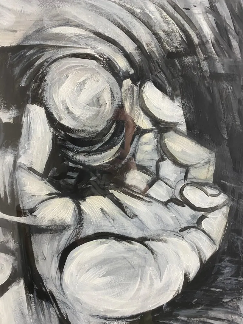 Best Pamono Juraj Huliak, Man in the Theatre, 2023, Acrylic on Cardboard