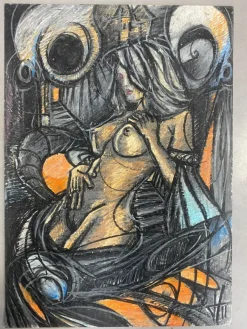 New Pamono Juraj Huliak, Nude Lady, 2020, Pastel on Paper