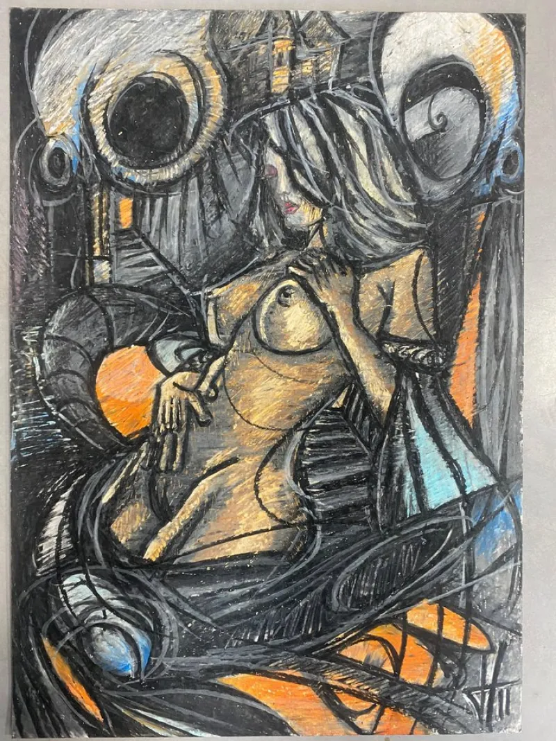 New Pamono Juraj Huliak, Nude Lady, 2020, Pastel on Paper