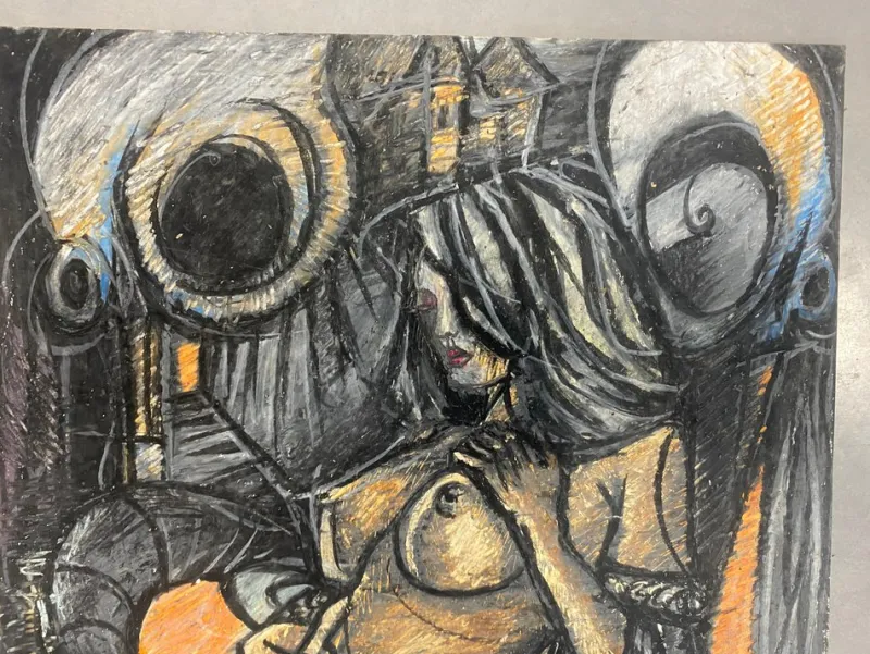 New Pamono Juraj Huliak, Nude Lady, 2020, Pastel on Paper