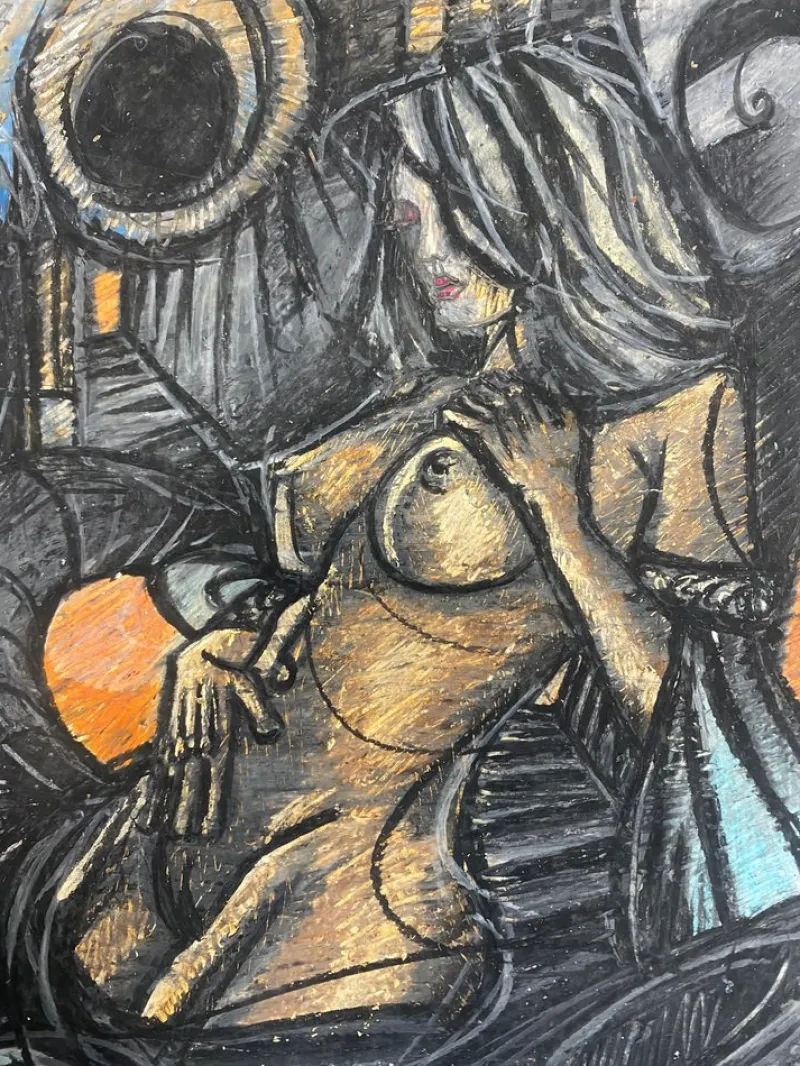 New Pamono Juraj Huliak, Nude Lady, 2020, Pastel on Paper