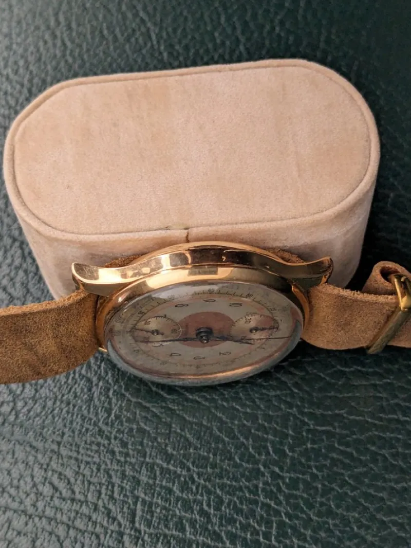 Pamono 18k Gold Chronograph Watch, 1950s