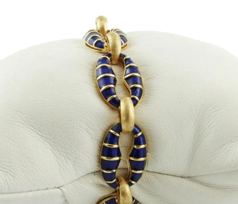Pamono 18k Yellow Gold and Enamel Chain Bracelet> Bracelets