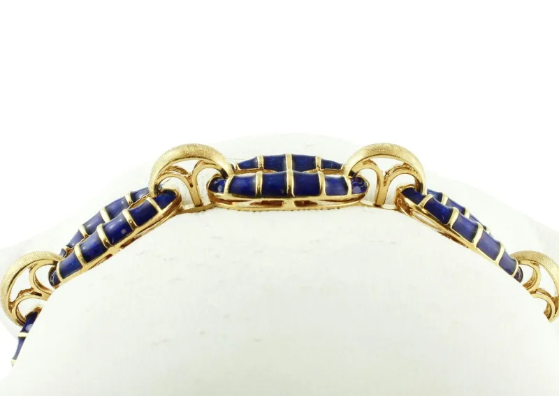 Pamono 18k Yellow Gold and Enamel Chain Bracelet> Bracelets