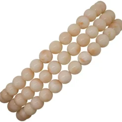 Hot Pamono 18k Yellow Gold Closure Link Bracelet with Pink Coral Spheres