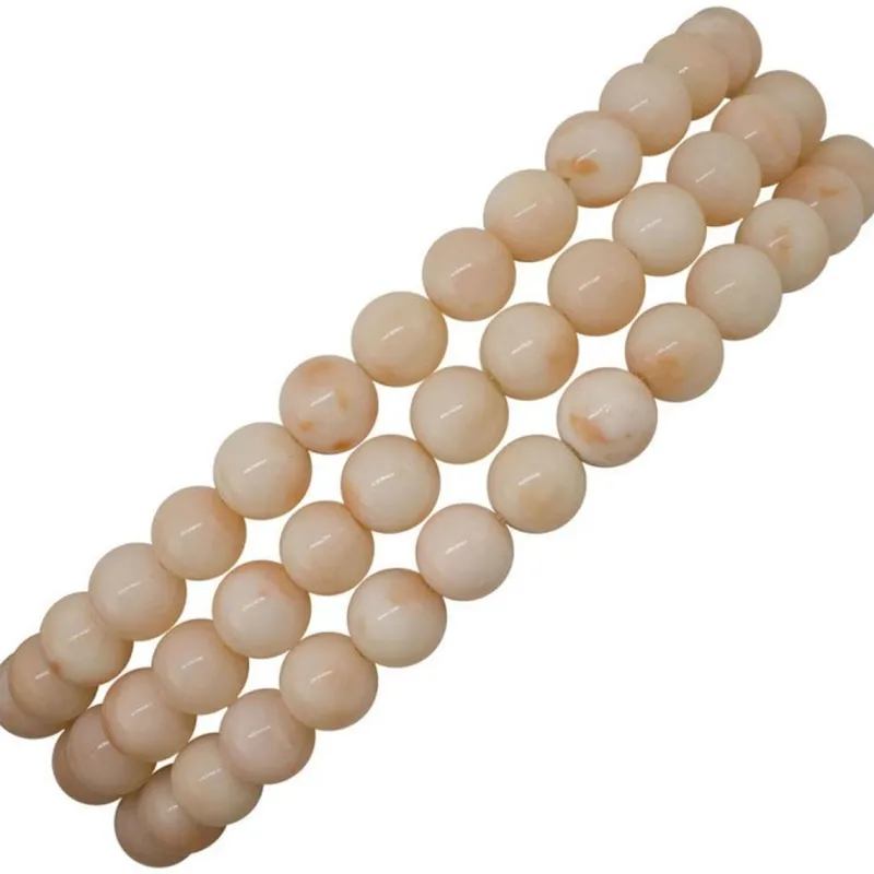 Hot Pamono 18k Yellow Gold Closure Link Bracelet with Pink Coral Spheres