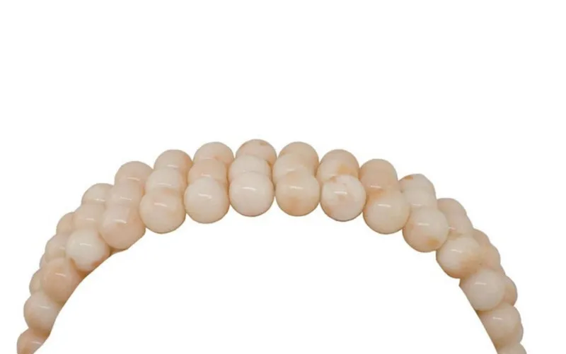 Hot Pamono 18k Yellow Gold Closure Link Bracelet with Pink Coral Spheres