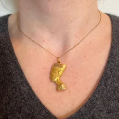 Best Pamono 18k Yellow Gold Egyptian Nefertiti Bust Charm Pendant, 1950s