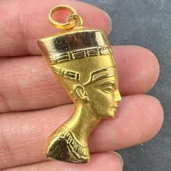 Best Pamono 18k Yellow Gold Egyptian Nefertiti Bust Charm Pendant, 1950s