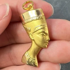 Best Pamono 18k Yellow Gold Egyptian Nefertiti Bust Charm Pendant, 1950s