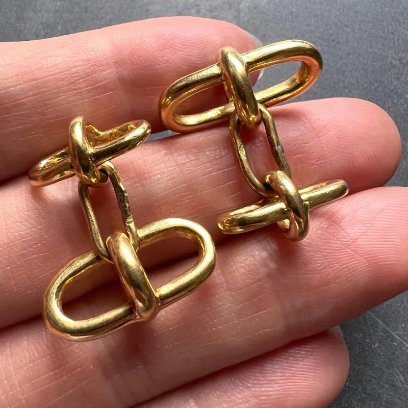Clearance Pamono 18k Yellow Gold Marine Chain Link Cufflinks, 1960s, Set of 2