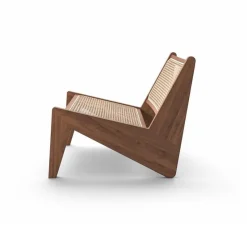 Clearance Pamono Kangaroo Low Armchair in Wood and Woven Viennese Cane by Pierre Jeanneret for Cassina
