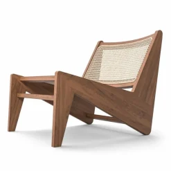 Clearance Pamono Kangaroo Low Armchair in Wood and Woven Viennese Cane by Pierre Jeanneret for Cassina