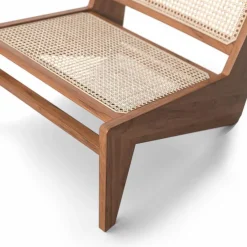 Clearance Pamono Kangaroo Low Armchair in Wood and Woven Viennese Cane by Pierre Jeanneret for Cassina