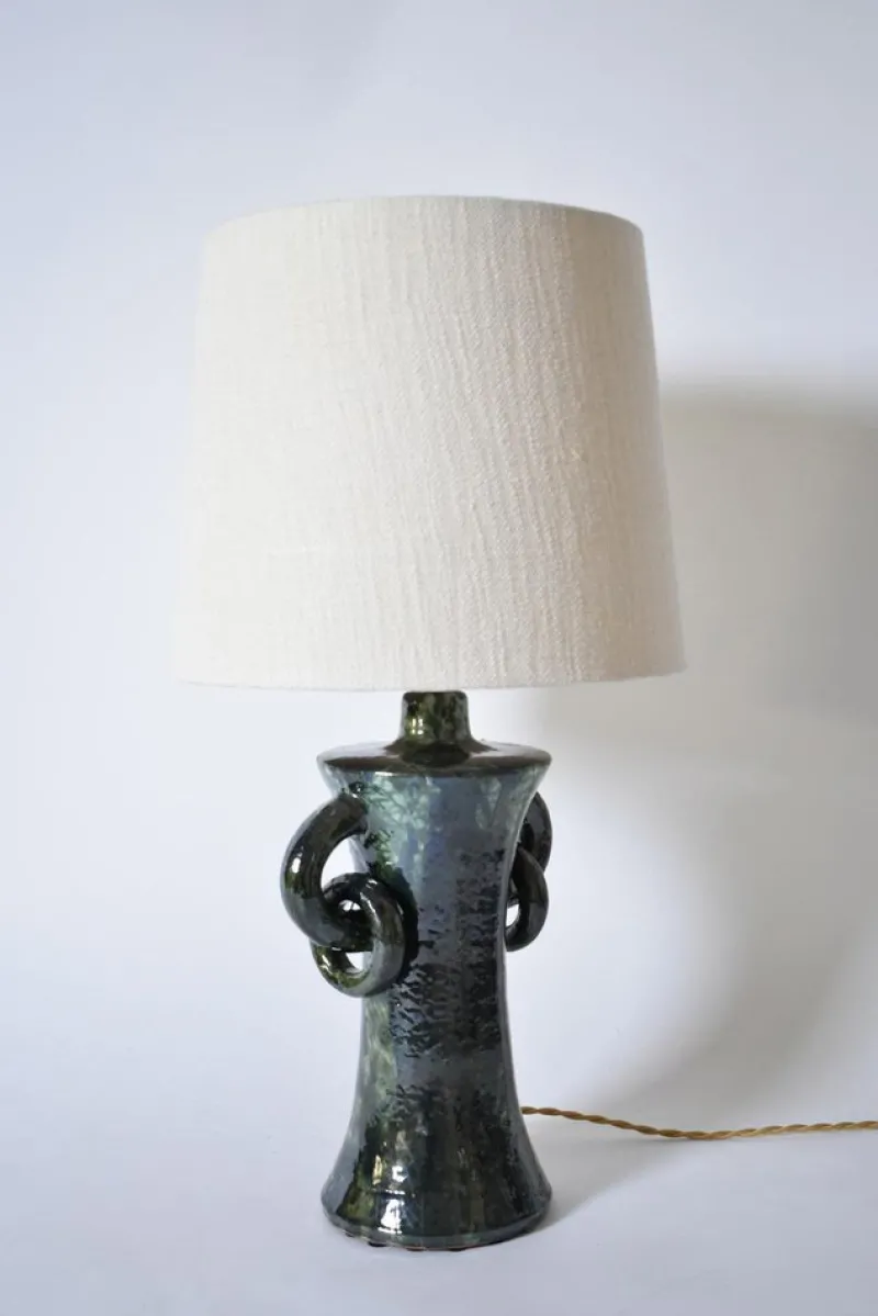 Discount Pamono Kasaï Blue and Green Handles Ceramic Lamp by Barracuda Interiors