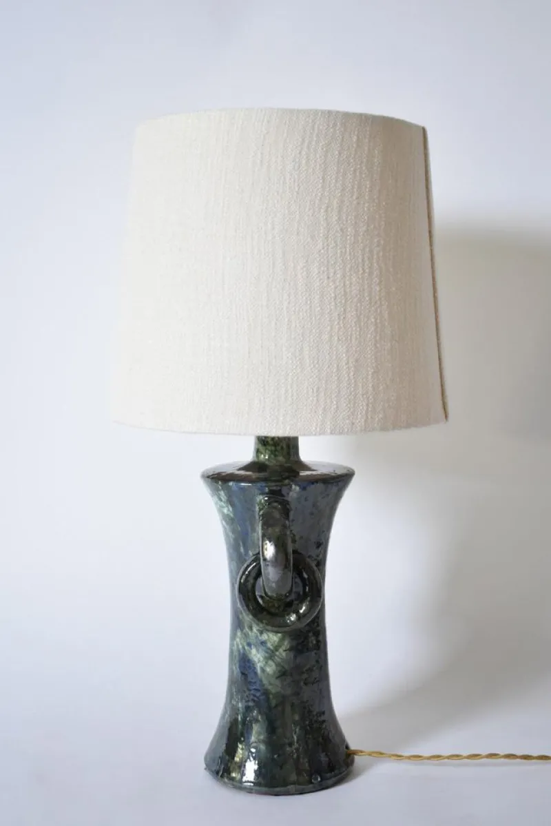 Discount Pamono Kasaï Blue and Green Handles Ceramic Lamp by Barracuda Interiors