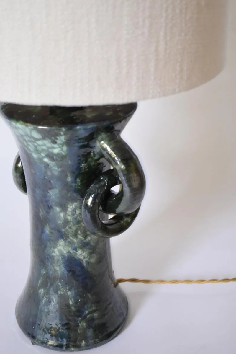 Discount Pamono Kasaï Blue and Green Handles Ceramic Lamp by Barracuda Interiors