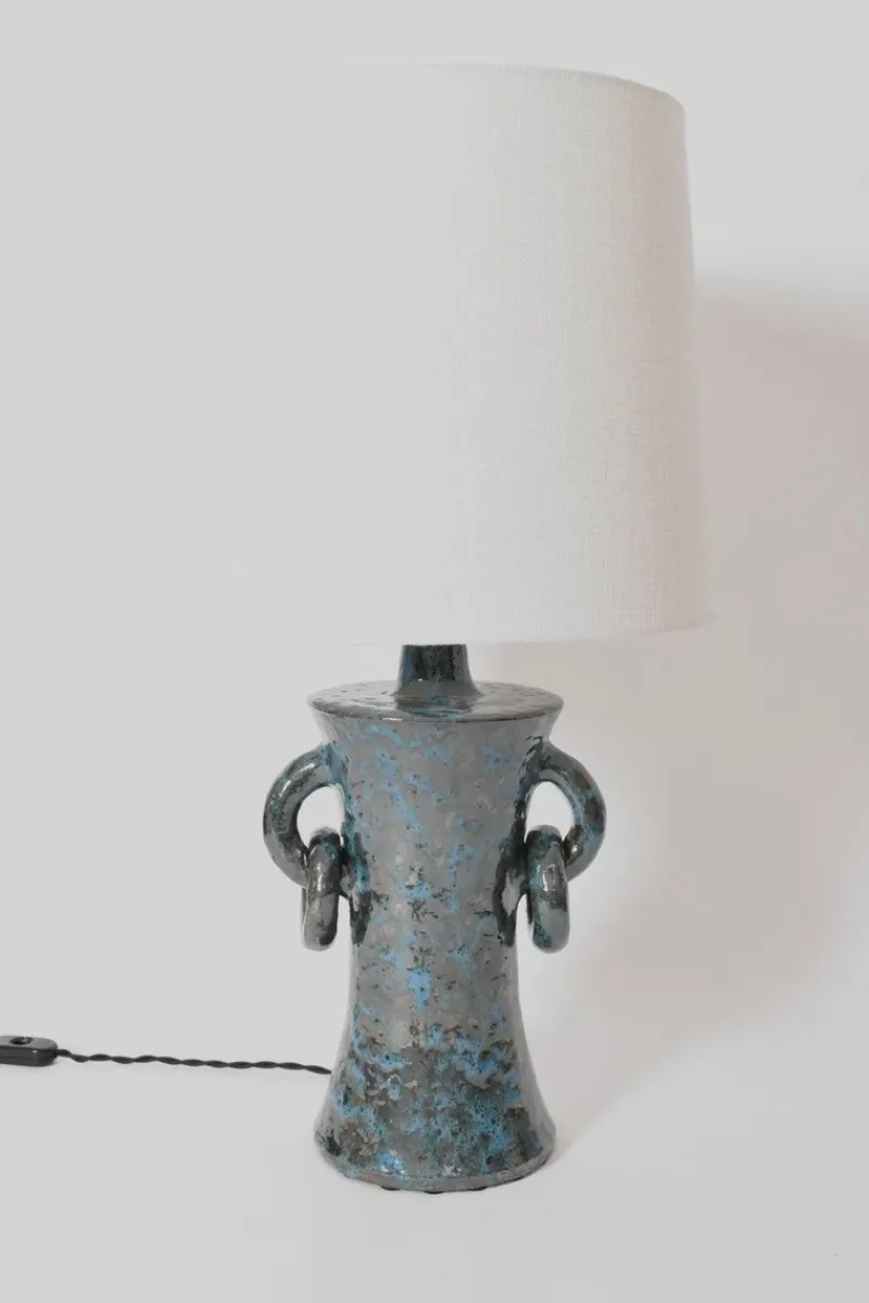 Discount Pamono Kasaï Blue Handles Ceramic Lamp by Barracuda Interiors