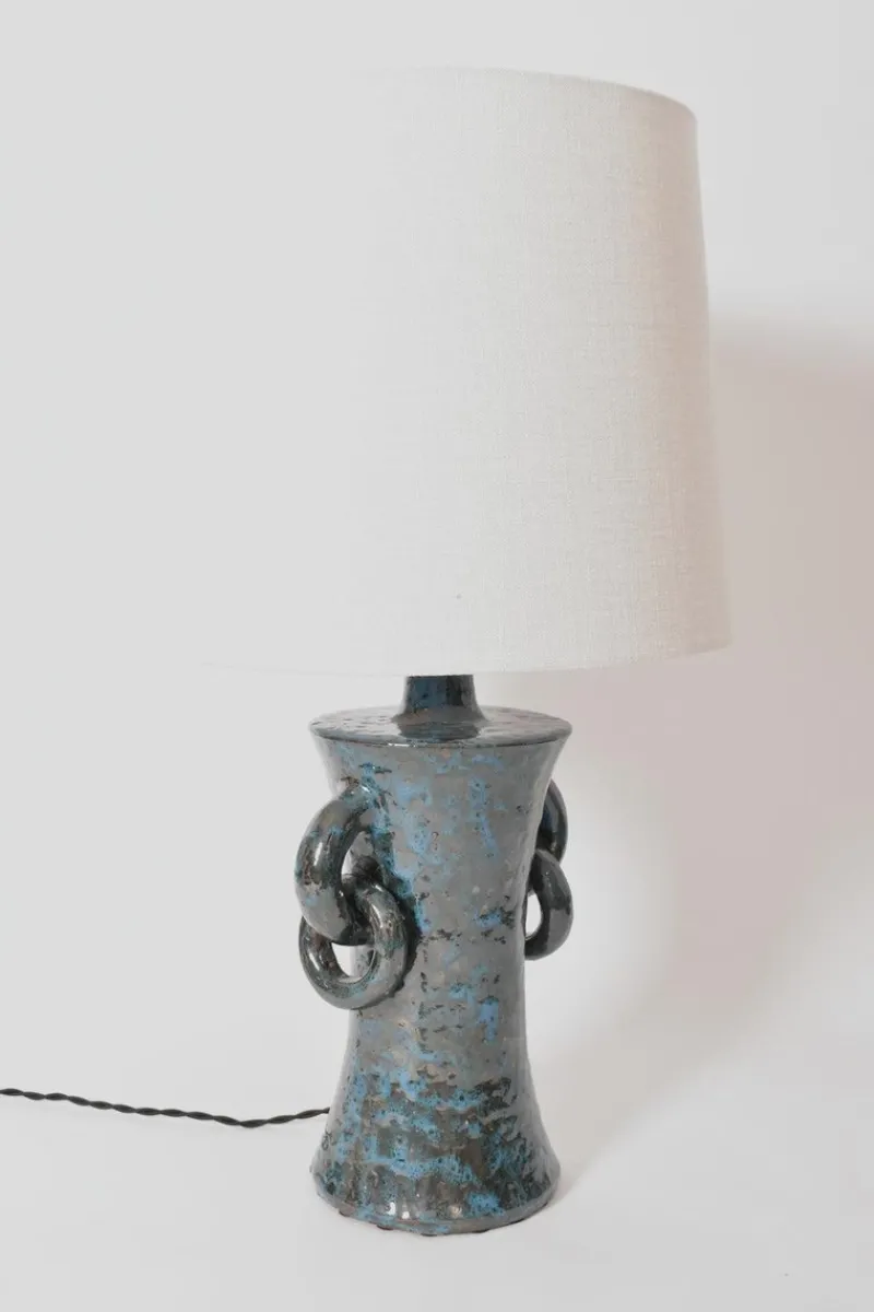 Discount Pamono Kasaï Blue Handles Ceramic Lamp by Barracuda Interiors