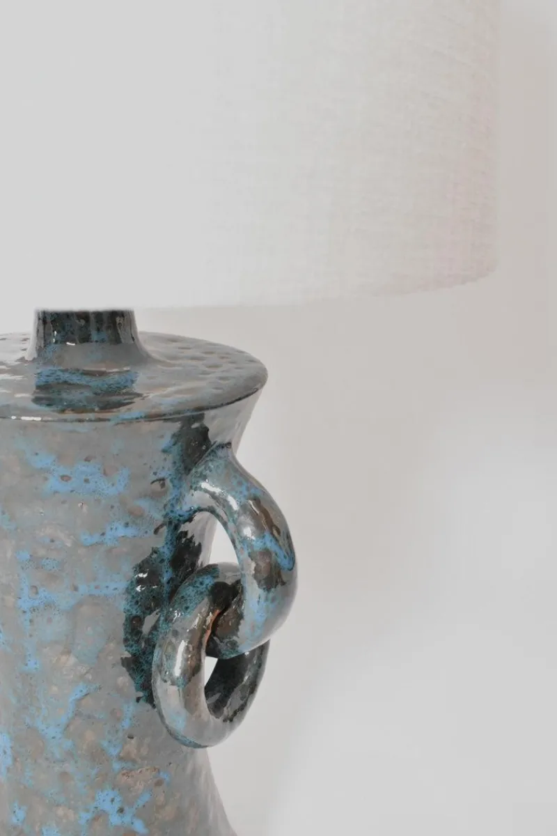 Discount Pamono Kasaï Blue Handles Ceramic Lamp by Barracuda Interiors