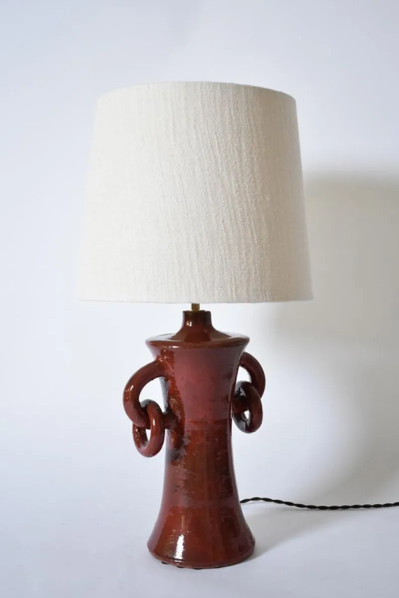 Pamono Kasaï Red Handles Ceramic Lamp by Barracuda Interiors> Table Lamps