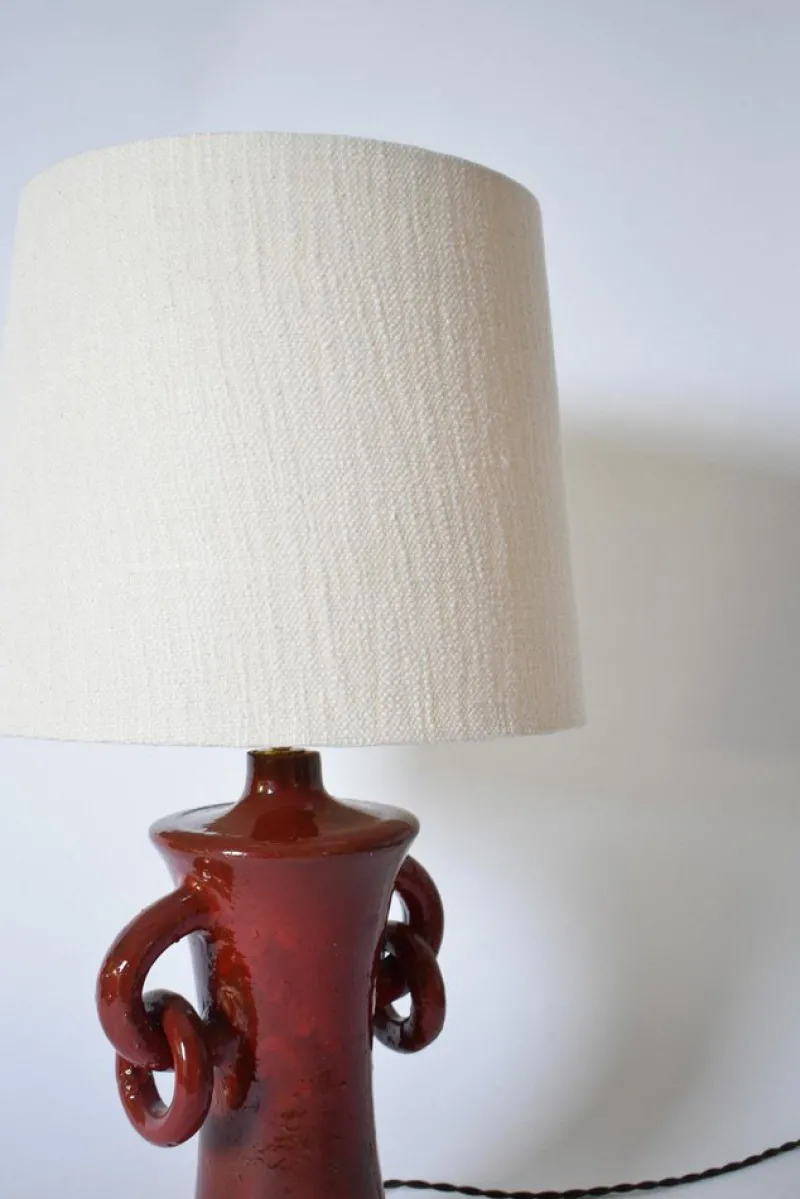Pamono Kasaï Red Handles Ceramic Lamp by Barracuda Interiors> Table Lamps