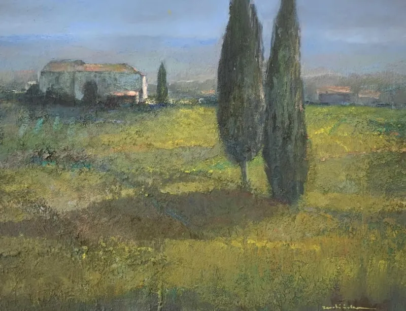 New Pamono Katarzyna Zwolinska, Italian Landscape, Mixed Media Painting, 2018