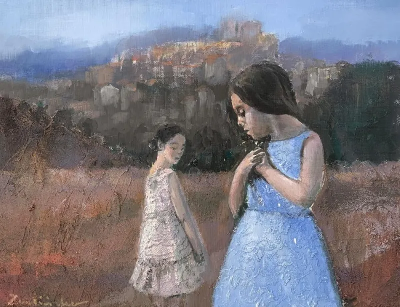 Pamono Katarzyna Zwolinska, Thoughtful, Mixed Media Painting, 2019> Painting