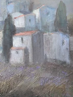 New Pamono Katarzyna Zwolinska, Town in the Fog, Mixed Media Painting, 2019