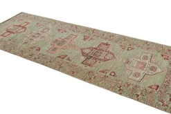 Pamono Kazak Style Runner Rug in Green with Geometric Medallions from R&K Principal Jahanshah Nazmiyal><noscript><img width=