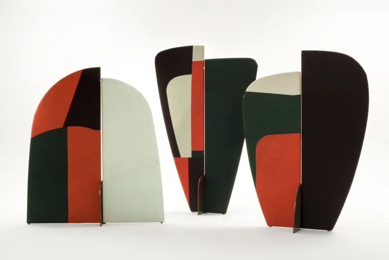 Best Pamono Kazimir Abstract Screens in Green, Red, White, & Black by Julia Dodza for Colé, Set of 3